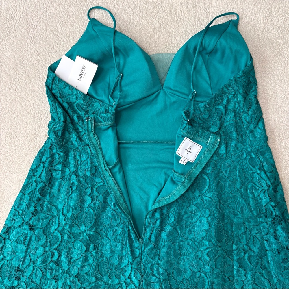 David’s Bridal High Low Dress Lace Jade Green Bridesmaid Prom Size 18 - Picture 16 of 16